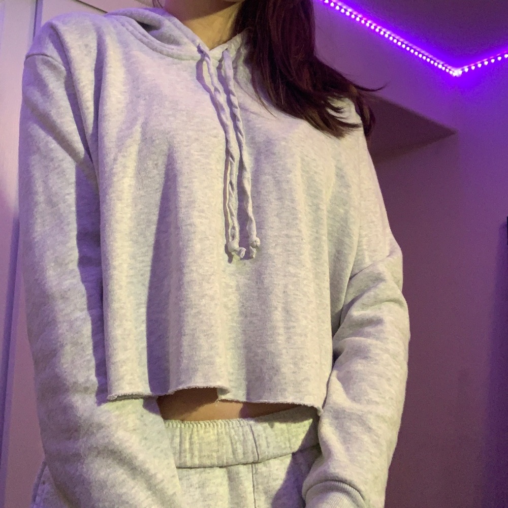 Brandy Melville grey cropped hoodie